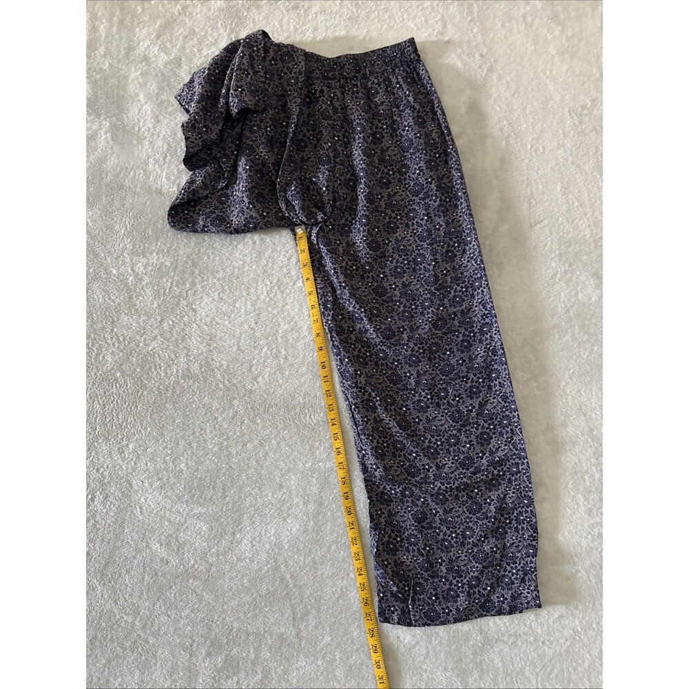 Blue White Floral Ditsy Print Wide Leg Palazzo Pants High Waist Size XS - Picture 14 of 15